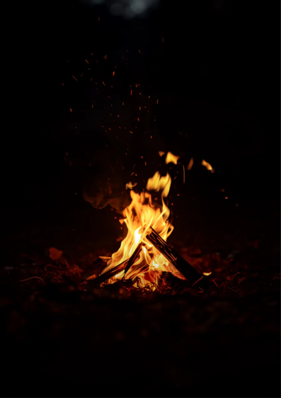 Fire glow at dusk for Chaharshanbe Suri